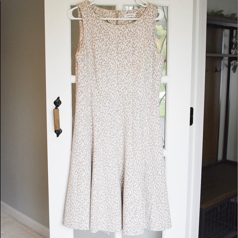 Calvin Klein Neutral Cheetah Print Dress